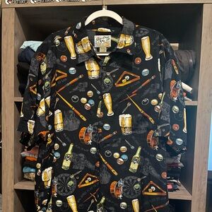 Big Dogs Hawaiian Shirt with Beer and Billiards Print XL